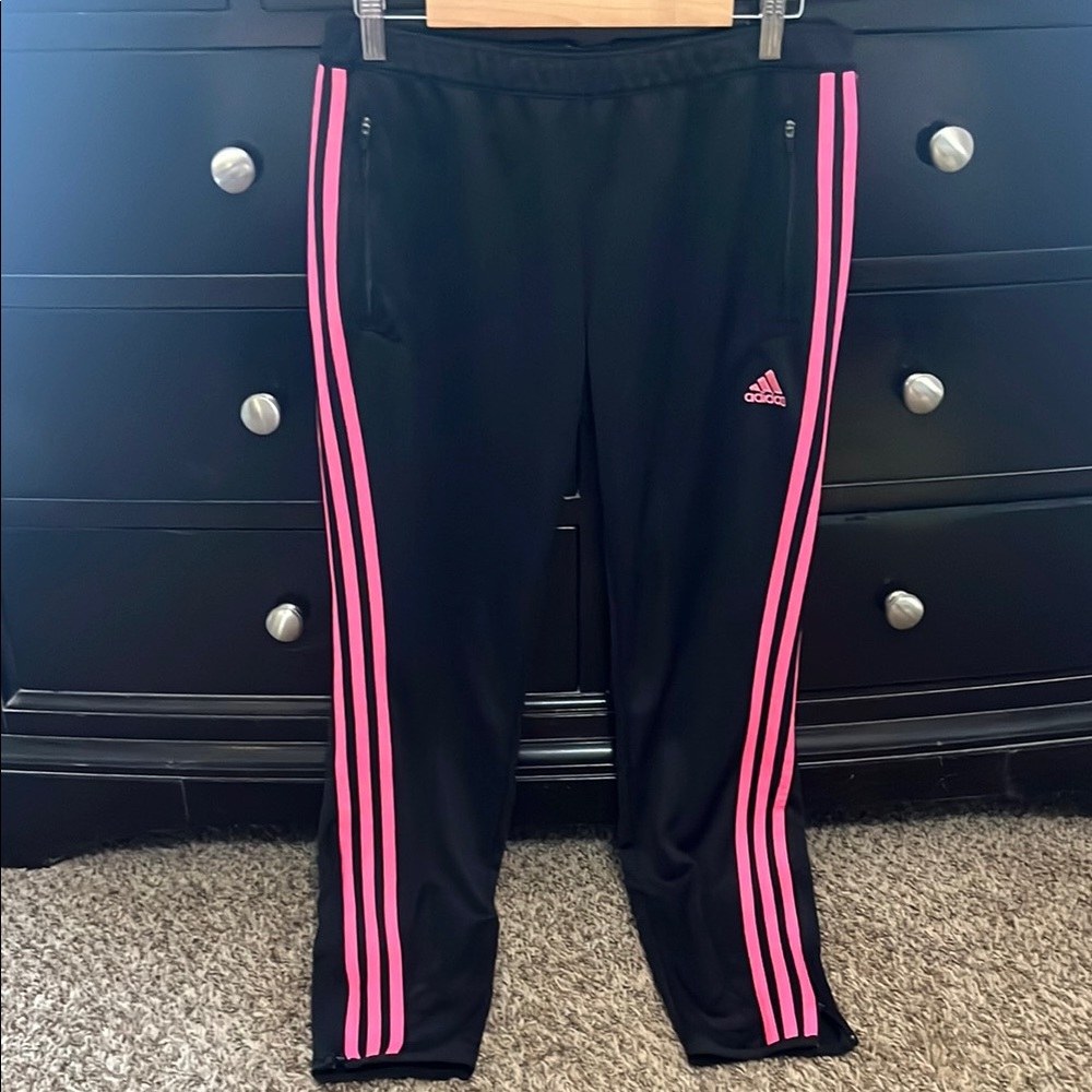 Adidas Black and Pink Track Pants
